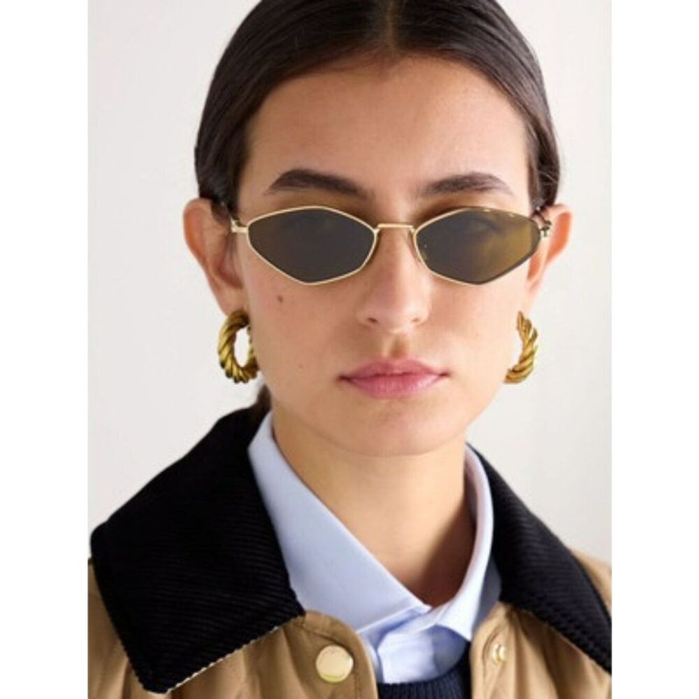 NEW Miu Miu MU56ZS 5AK09Z Gold Dark Brown Geometric Unisex Sunglasses MU 56ZS - Picture 12 of 14